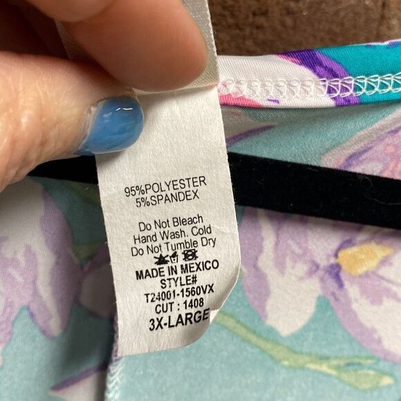 Sew In Love Green Floral Shirt Sleeve Top Size 3X NEW - Picture 4 of 5